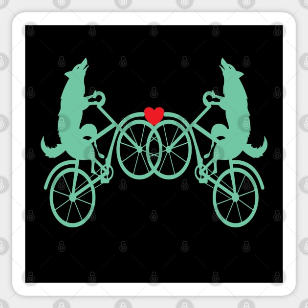 Wolf bicycle love nice cute cool colorful Sticker by Okuadinya